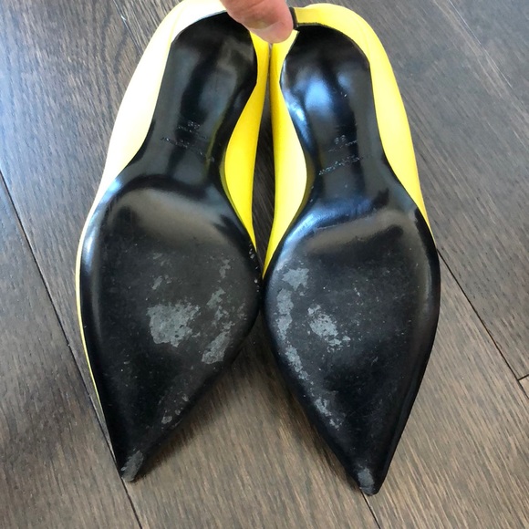 Saint Laurent Yellow Seta Calf Heels - Picture 6 of 8